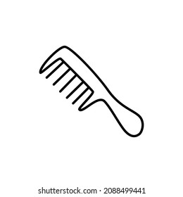 Comb Icon in flat black line style, isolated on white background