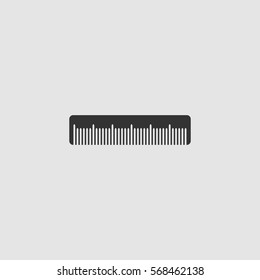 Comb icon flat. Black pictogram on grey background. Vector illustration symbol