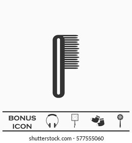 Comb icon flat. Black pictogram on white background. Vector illustration symbol and bonus button