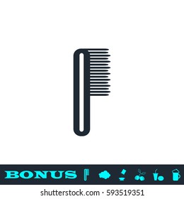 Comb icon flat. Black pictogram on white background. Vector illustration symbol and bonus button