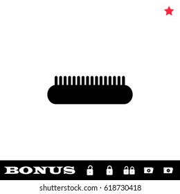 Comb icon flat. Black pictogram on white background. Vector illustration symbol and bonus button open and closed lock, folder, star