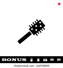 Comb icon flat. Black pictogram on white background. Vector illustration symbol and bonus button open and closed lock, folder, star
