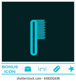 Comb icon flat. Blue pictogram on dark background. Vector illustration symbol and bonus icons