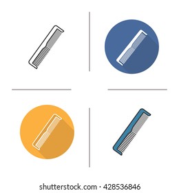 Comb icon. Flat design, linear and color styles. Hair brush. Isolated vector illustrations
