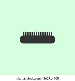 Comb icon flat. Grey vector symbol on green background
