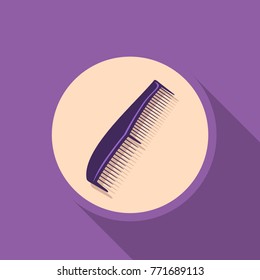 comb icon with a flat shadow on a purple background