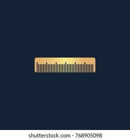 Comb icon flat. Simple gold pictogram on dark background. Vector illustration symbol