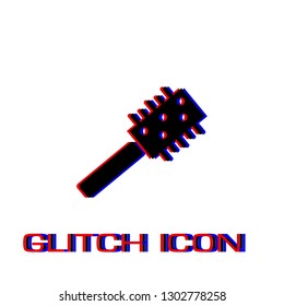 Comb icon flat. Simple pictogram - Glitch effect. Vector illustration symbol