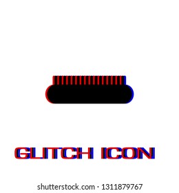 Comb icon flat. Simple pictogram - Glitch effect. Vector illustration symbol