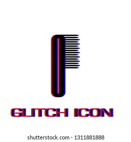 Comb icon flat. Simple pictogram - Glitch effect. Vector illustration symbol