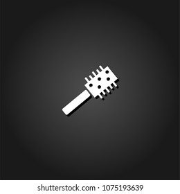 Comb icon flat. Simple White pictogram on black background with shadow. Vector illustration symbol
