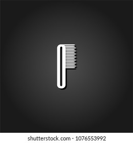 Comb icon flat. Simple White pictogram on black background with shadow. Vector illustration symbol