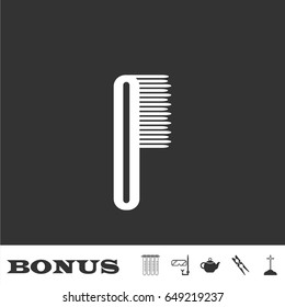 Comb icon flat. White pictogram on black background. Vector illustration symbol and bonus icons