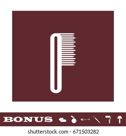 Comb icon flat. White pictogram on brown background. Vector illustration symbol and bonus icons