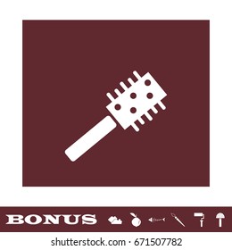 Comb icon flat. White pictogram on brown background. Vector illustration symbol and bonus icons