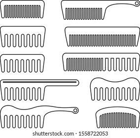 Icono de peine, colección de peine de pelo Ilustración de arte vectorial