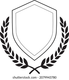 Comb icon. Heraldic crosses logo. Vintage laurel wreaths, crown, ribbons and wing icon.