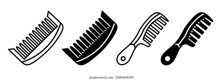 Ilustración del icono del peine sobre fondo blanco. Conjunto de iconos de peine para negocios. Vector estándar.