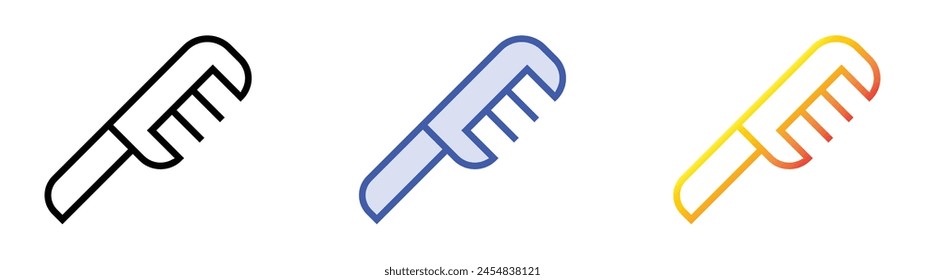 comb icon. Linear, Blue Fill and Gradient Style Design Isolated On White Background