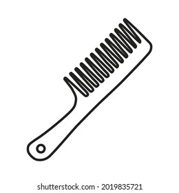 The comb icon. The outline of a flat comb with sparse teeth. Vector illustration isolated on a white background for design and web.
