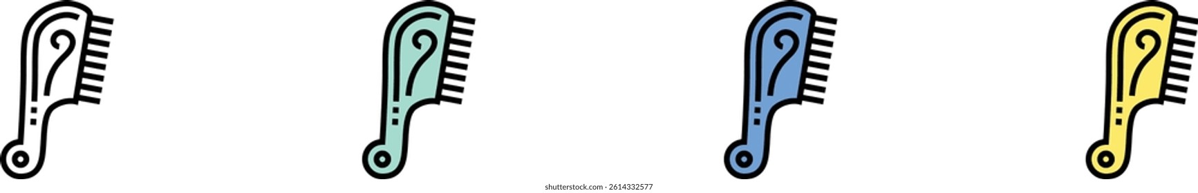comb icon. Outline, Green, Blue and Yellow Style Design Isolated On White Background