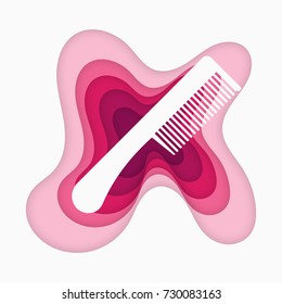 Comb icon Paper folding art origami style Vector illustration