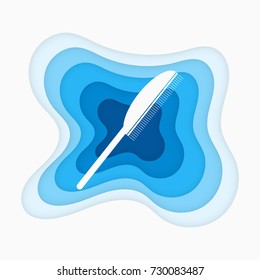 Comb icon Paper folding art origami style Vector illustration
