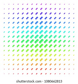 Comb icon rainbow colored halftone pattern. Vector comb pictograms arranged into halftone grid with vertical spectral gradient. Designed for backgrounds, covers and abstraction concepts.
