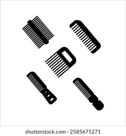 comb icon set. comb of beauty, hair stylist, fashion, salon women, vector illustration on white background