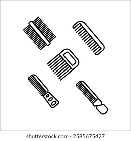 comb icon set. comb of beauty, hair stylist, fashion, salon women, vector illustration on white background