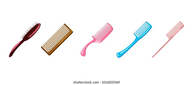 Comb icon set. Cartoon set of comb vector icons for web design isolated on white background