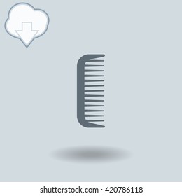 Comb icon with shadow. Cloud of download with arrow.