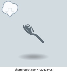 Comb icon with shadow. Cloud of download with arrow.