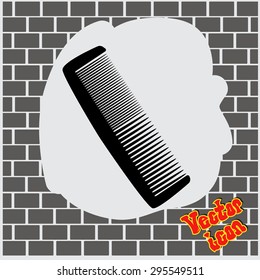 Comb Icon with shadow on a light background