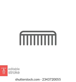 Comb Symbol. Einfache Kontur. Friseur-Treppenwerkzeug, Friseur-Kamm, Mode, Schönheit, Friseur-Pinselkonzept. Dünnliniensymbol. Vektorgrafik einzeln auf weißem Hintergrund. Bearbeitbarer Strich EPS10.