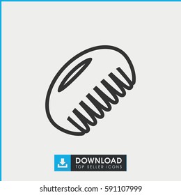 comb icon. Simple outline comb vector icon. On white background.