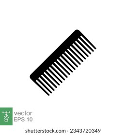 Comb icon. Simple solid style. Hair stylist tool, barber comb, fashion, beauty, hairstyle brush contact. Black silhouette, glyph symbol. Vector illustration isolated on white background. EPS 10.
