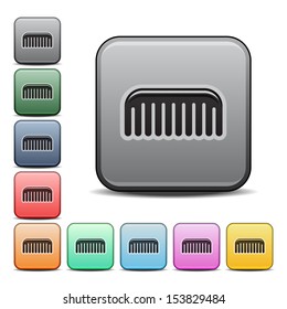 Comb Icon Square Icon Set in Various Colors