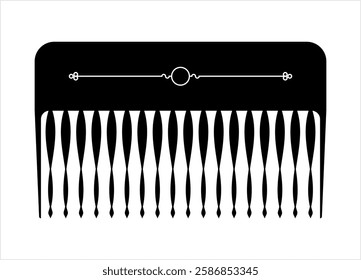 Comb Icon, Teeth Tool With Handle Used To Untangle, Style, Clean Hair Vector Art Illustration