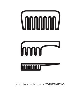 Comb icon vector set with liner stock