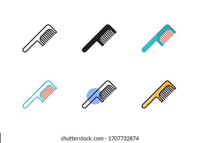 comb icon vector with six different style design. isolated on white background