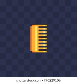 Comb icon. Yellow color. Flat style. 8-bit. Isolated vector illustration.