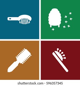 comb icons set. Set of 4 comb filled icons such as hair brush