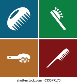 Comb icons set. set of 4 comb filled icons such as comb
