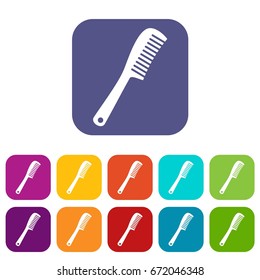 Comb icons set vector illustration in flat style In colors red, blue, green and other