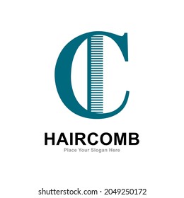 Comb letter C logo vector design. Suitable for fashion style, barbershop and salon