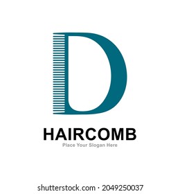 Comb letter D logo vector design. Suitable for fashion style, barbershop and salon