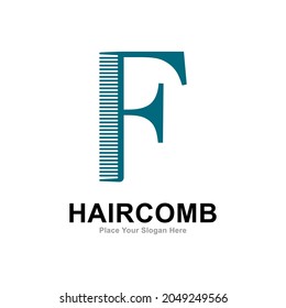 Diseño vectorial del logotipo F de letra peine. Ideal para la moda, la peluquería y el salón