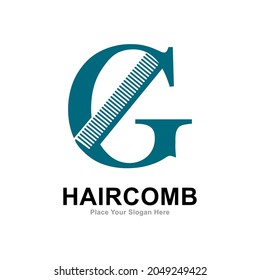 Comb letter G logo vector design. Suitable for fashion style, barbershop and salon