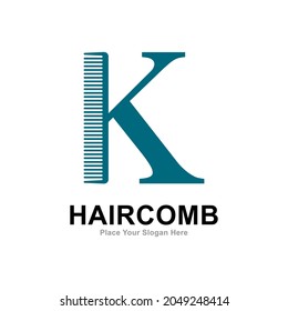 Comb letter K logo vector design. Suitable for fashion style, barbershop and salon